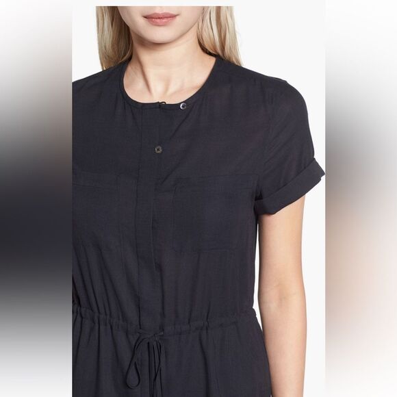 AG Collarless Black Shirt Dress, Size Small, NWT - Picture 4 of 12